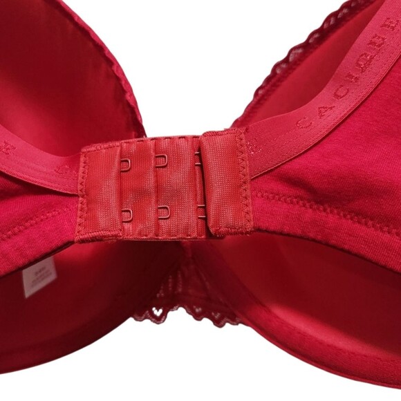 NEW Cacique Cotton Collection Boost Plunge Red Lace Bra Size 34H Sexy Glam - Picture 7 of 8